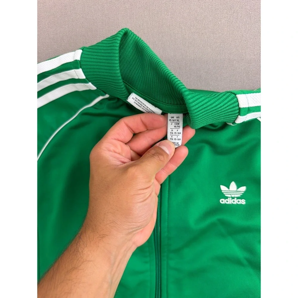 Adidas Originals SST Track Jacket Green White 3-Stripe Trefoil XL Youth 15-16Y